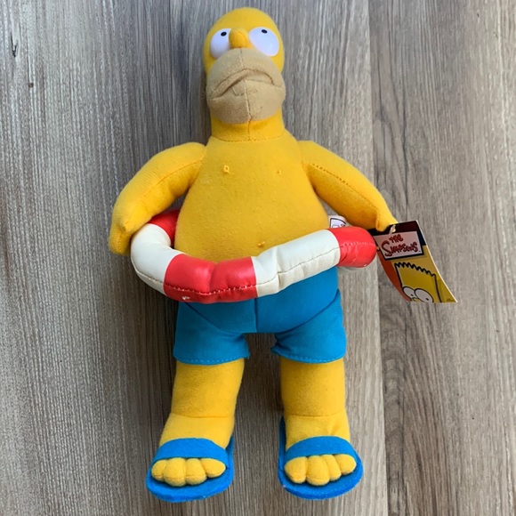 Homer Simpson Bathing Suit Inner Tube Flip Flops 12 inch plush doll Nanco 2006 - Picture 8 of 8
